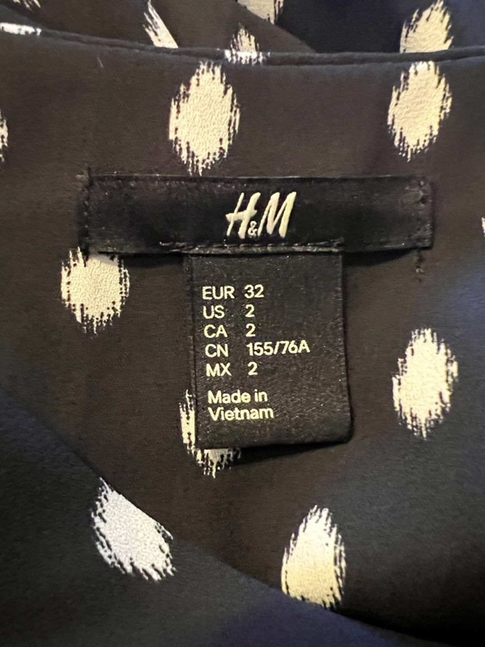 H&M Black Mini Dress with White Dot Pattern and Button Front - Picture 7 of 8